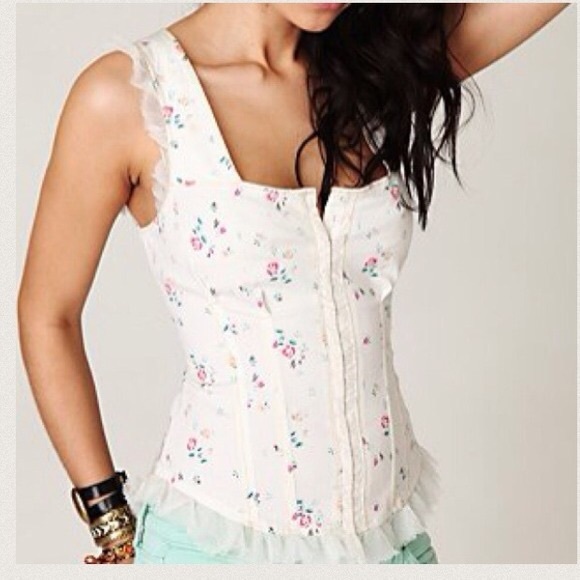 Free People Poplin in the Wind Floral Corset - Picture 2 of 9